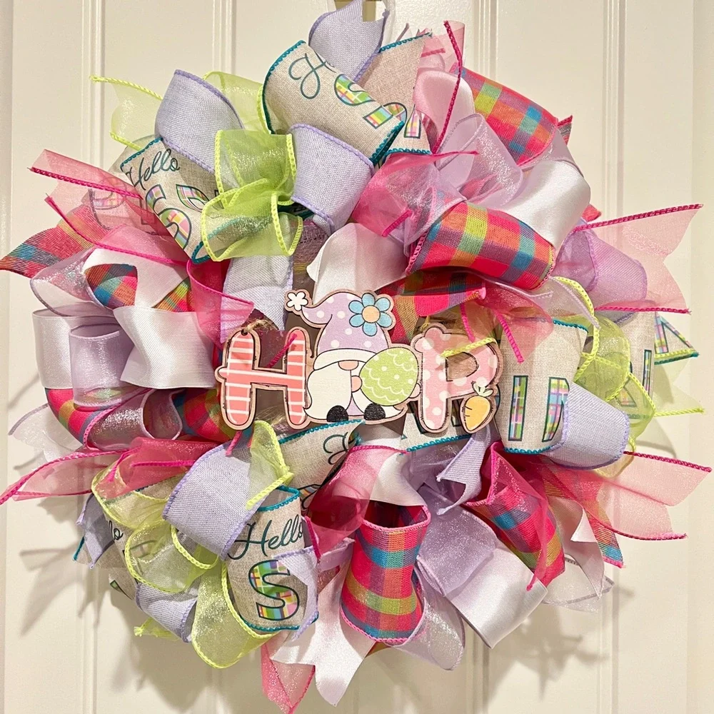 13” Easter Ribbon Wreath 